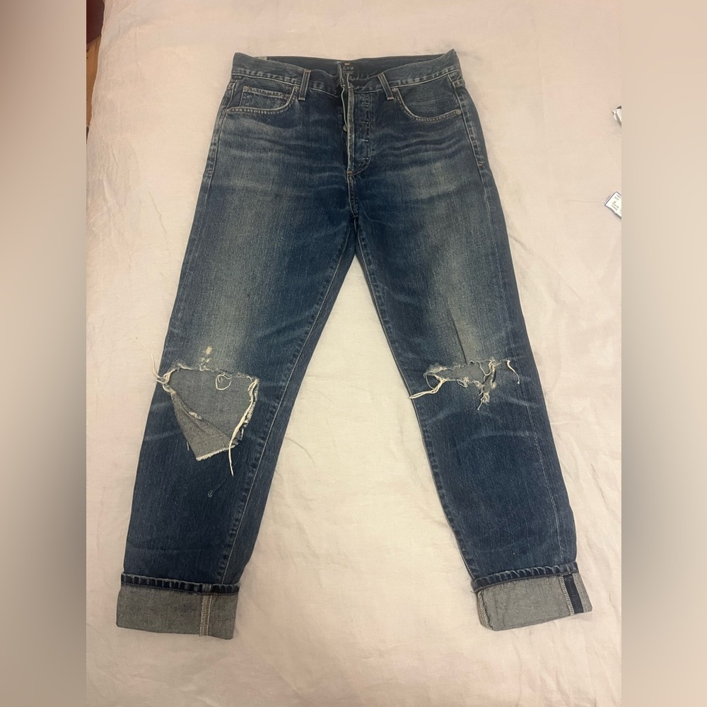 Citizens Of Humanity Relaxed Distressed Dark Blue Jeans